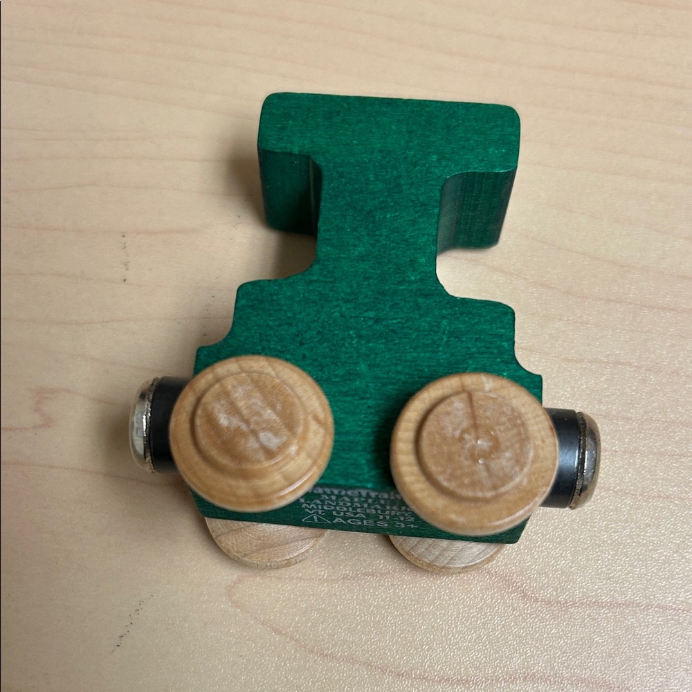Green Wooden Toy Train Car